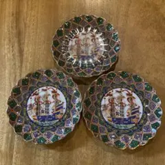古伊万里写色絵金襴手南蛮船南蛮人図大皿 在銘　陶扇31cm 5枚 古伊万里写色絵金襴手南蛮船南蛮人図大皿 在銘 陶扇31cm 5枚