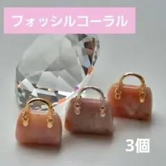 フォッシルコーラル バッグ型 パーツ 3個セット ペントプにも♪