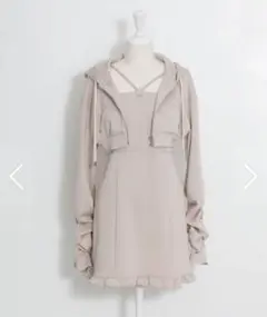 pium ボンディングワンピ×ショートパーカーセット ピンク