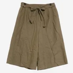 セブンデイズサンデイ　リネン混 七分丈キュロット　茶　L