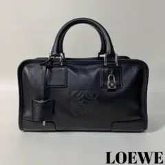 2209-31|美品|ロエベ アマソナ28 アナグラム ハンドバッグ 本革 黒