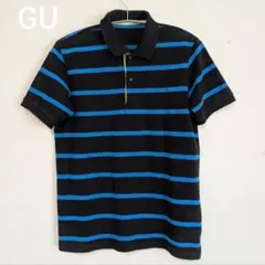 GU 黒と青のボーダー ポロシャツ Sサイズ　メンズ　ジーユー　半袖