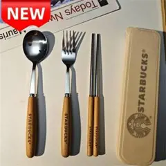 ✨新品✨STARBUCKS カトラリーセット 木製ハンドル ステンレススチール