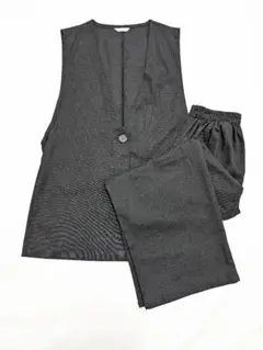 Lutique セットアップ　ダークグレーノースリーブジャケットパンツ　Mサイズ