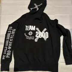TEAM2000X フード付きジップアップパーカー ブラック　完売Lサイズ