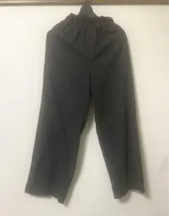UNIQLO ウエストゴム　ワイドパンツ　グレー　ストライプ