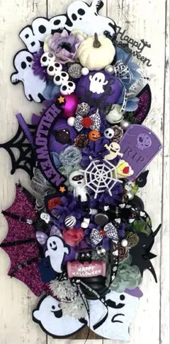 ハロウィンスワッグ 紫と黒の装飾