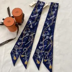 【大人気】エルメス ツイリー 鍵 ネイビー