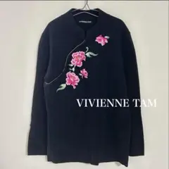 ヴィヴィアンタム⭐︎ チャイナ　刺繍花柄　チュニック　カットソー