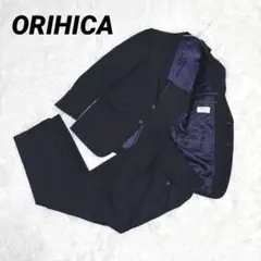 美品【オリヒカ】スーツ/黒/ストライプ柄/90Y4/フォーマル/就活/仕事/毛混