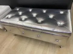 収納ボックス付き　スツール　ベンチ　ソファ　椅子　イス　いす　収納　シルバー