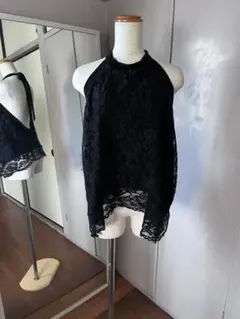 ブラックレースノースリーブトップス