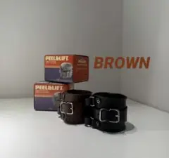 ピールアンドリフト 良品 ユニセックス レザー バングル リストバンド ブラウン PEEL&LIFT ピールアンドリフト braided leather bracelet (wide
