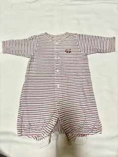 赤と青のストライプロンパース