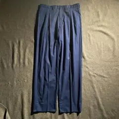 90s イタリア製　2タック　ワイド　スラックス　ネイビー