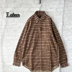 【未使用品】ラブラドールレトリバー チェック柄 長袖シャツ Lサイズa2769