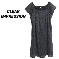 ✨美品✨【CLEAR IMPRESSION】ドット柄 半袖ミニワンピース 透け感