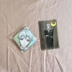 刀剣乱舞 大本丸博 スクエア缶バッジ+箔押しクリアカード セット 鶴丸国永