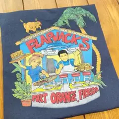 FLAPJACKS & MORE レストラン ポケットTシャツ ネイビー