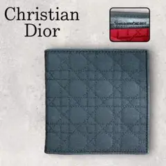 美品 Christian Dior ディオール カナージュ 二つ折り財布 黒