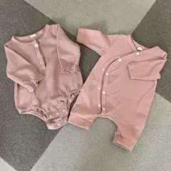SHEIN ピンク 新生児長袖ロンパース 2着セット