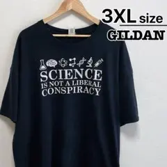 USA古着　GILDAN　Tシャツ　3XL　ブラック　プリント　サイエンス　ロゴ