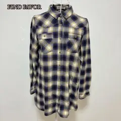 ●美品【FIND FAVOR】チェック柄フランネルシャツ（M）腰巻き風コーデ