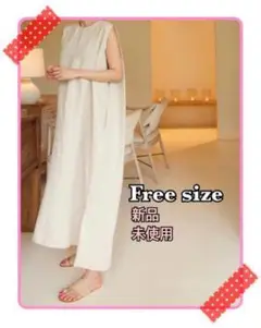 ♡リネン風ノースリーブワンピ♡ ゆったり カジュアルワンピ 体型カバー 夏秋