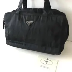 ★希少★プラダ ハンドバッグ ナイロン 三角ロゴプレート ナイロン ブラック