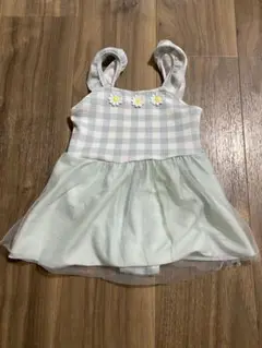 ベビー水着 女の子 水色チェック 95㎝