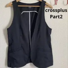 【crossplus】Part2 ベスト　サイズL レディース　麻混　黒