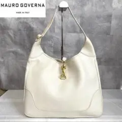 【美品】MAURO GOVERNA シュリンク型 白 ゴールド金具 トートバッグ