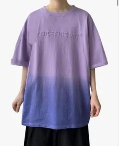 オーバーサイズ メンズ Tシャツ 半袖 グラデーション 個性派 パープル 夏 L