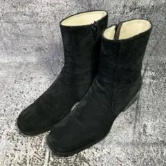 マーガレットハウエル ショートブーツ ブラック スウェード チャンキーヒール