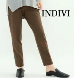 ✨注目✨INDIVI ウール ネオスーパーサキソニー テーパード パンツ