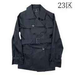 23区 ニジュウサンク ショート トレンチ コート 40 ネイビー 上品
