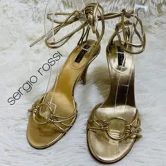 高級品✨ sergio rossi セルジオロッシ ミュール ストラップ 金 革