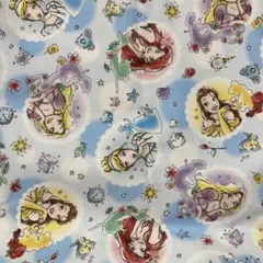 ディズニー　プリンセス　はぎれ　生地　ブルー