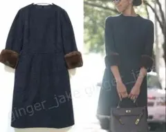 定価8.3万 極美品 Borders at Balcony ウールワンピ グレー