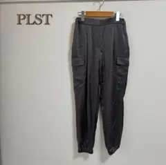 【PLST】サテン　トリアセブレンドカーゴジョガーパンツ　イージーパンツ　とろみ