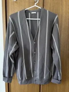 グレー ストライプ カーディガン Lサイズ