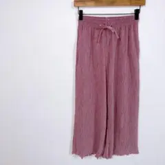 f333【ノーブランド】プリーツワイドパンツ　ピンク　パウダリーピンク（160）