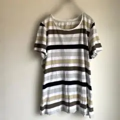 ストライプデザイン 半袖Tシャツ 【XL】