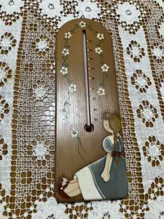 トールペイント作品木製手描き温度計 壁掛け用