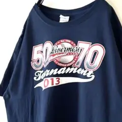 50 70トーナメント Livermore Tシャツ XL ネイビー紺色古着