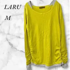 ラル　レイヤード風カットソー　クシュクシュ袖　M　イエロー