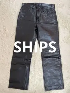 美品 シップス レザーパンツ 牛革 バイカー ブラック 黒 32 (L~XL)