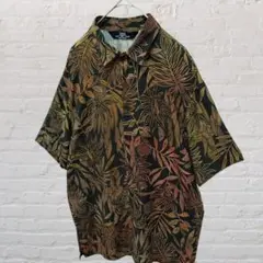 ベルシュカ ボタニカル柄 アースカラー 柄シャツ ヴィンテージ風 半袖シャツ M