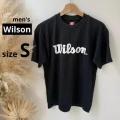 【ウイルソン】ロゴTシャツ・テニス・バトミントン◇黒◇メンズ・Sサイズ