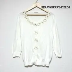 【美品】STRAWBERRY-FIELDS フラワー カーディガン 七分袖